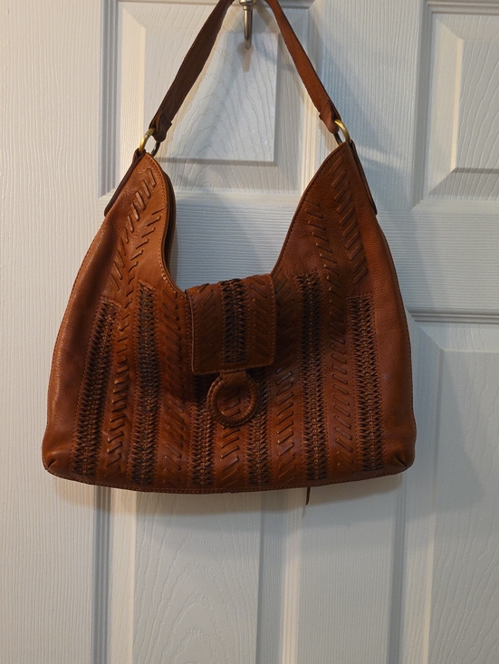 HOBO Handbags - HOBO Cognac Braided Leather Hobo Bag
